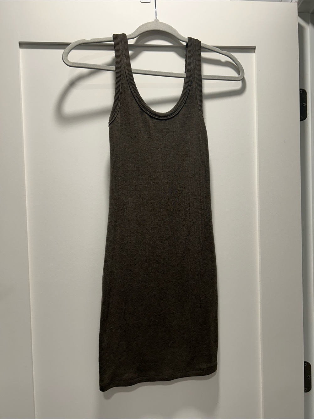 Signature8 Sleeveless Ribbed Mini Dress in Dark Brown